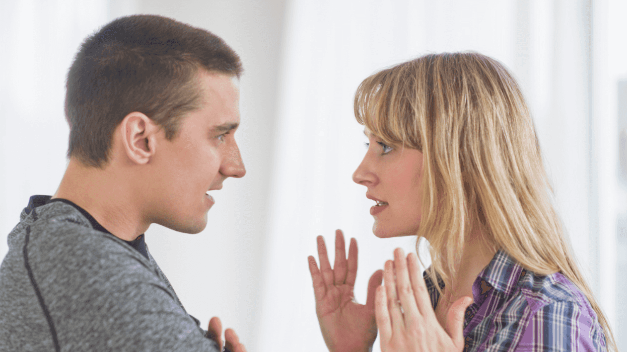 Woman yelling at man