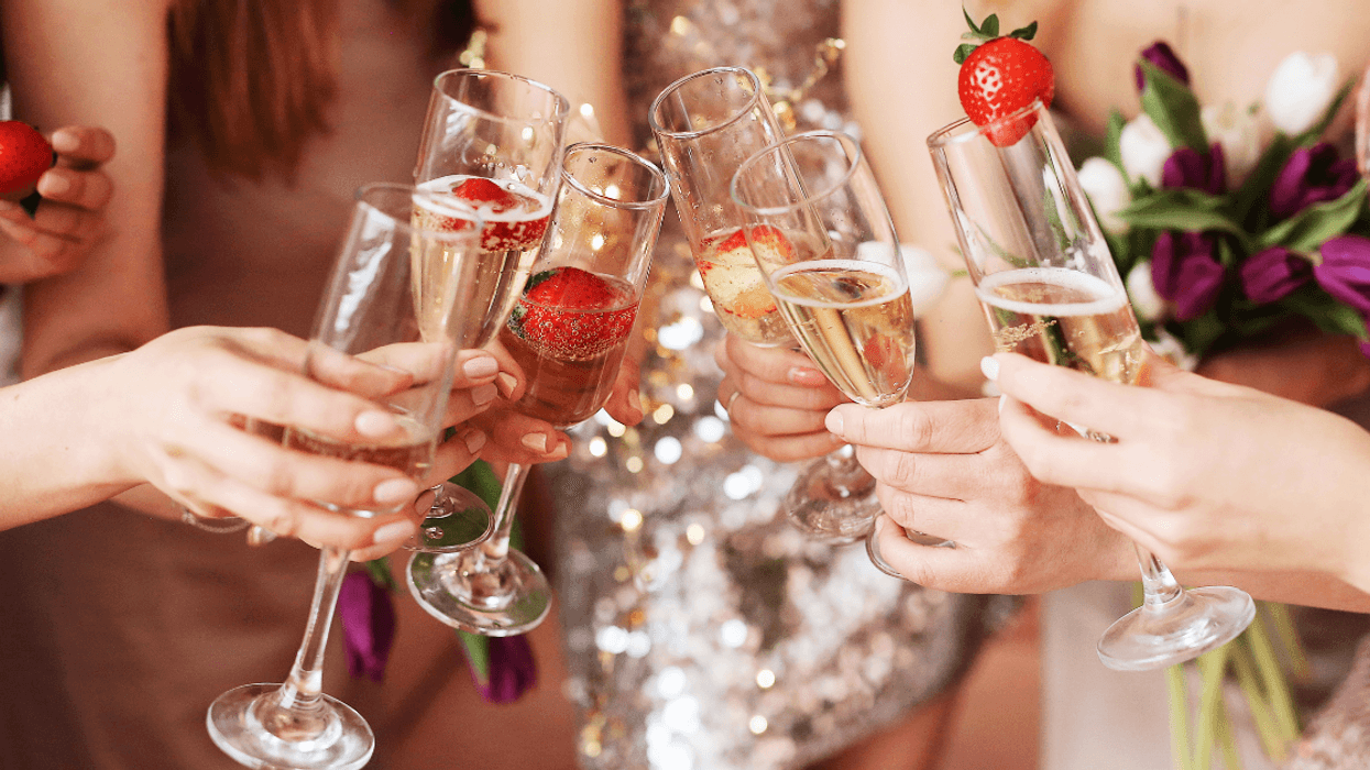 Women toasting with champagne