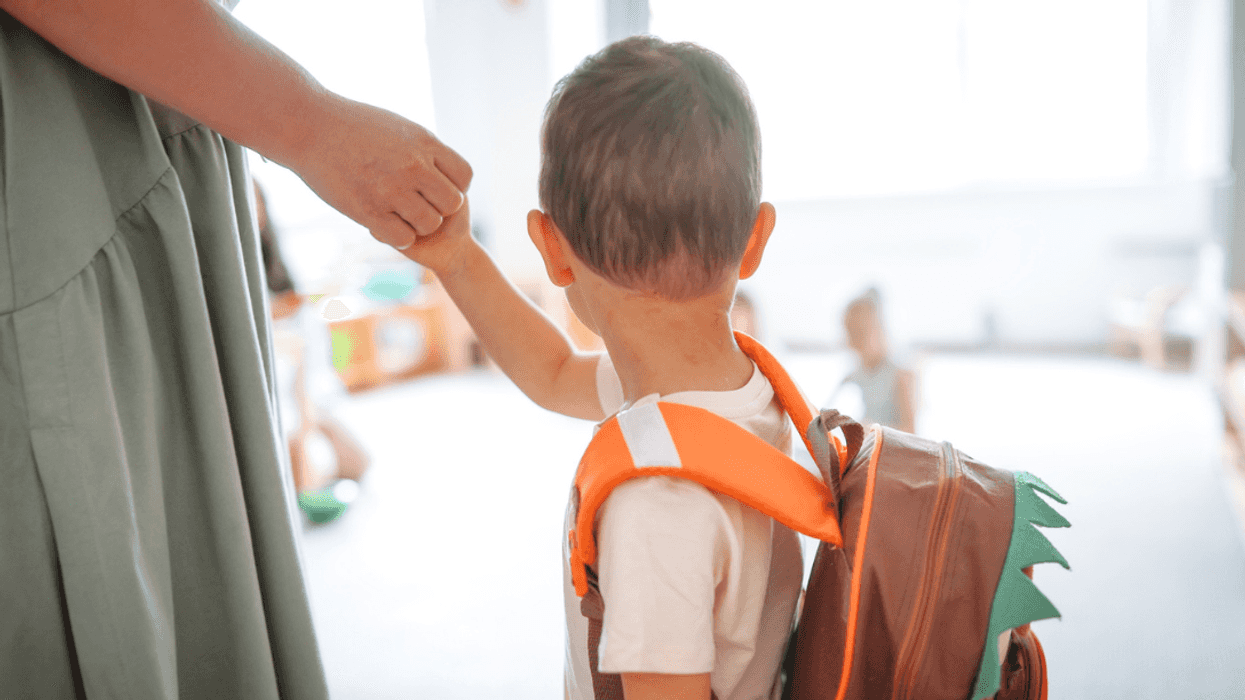 Young child going to preschool