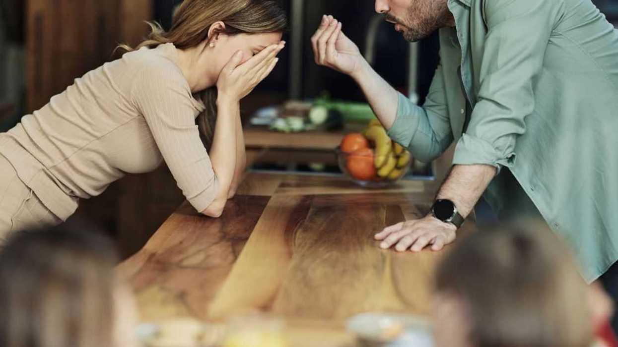 Young couple having an argument at home.