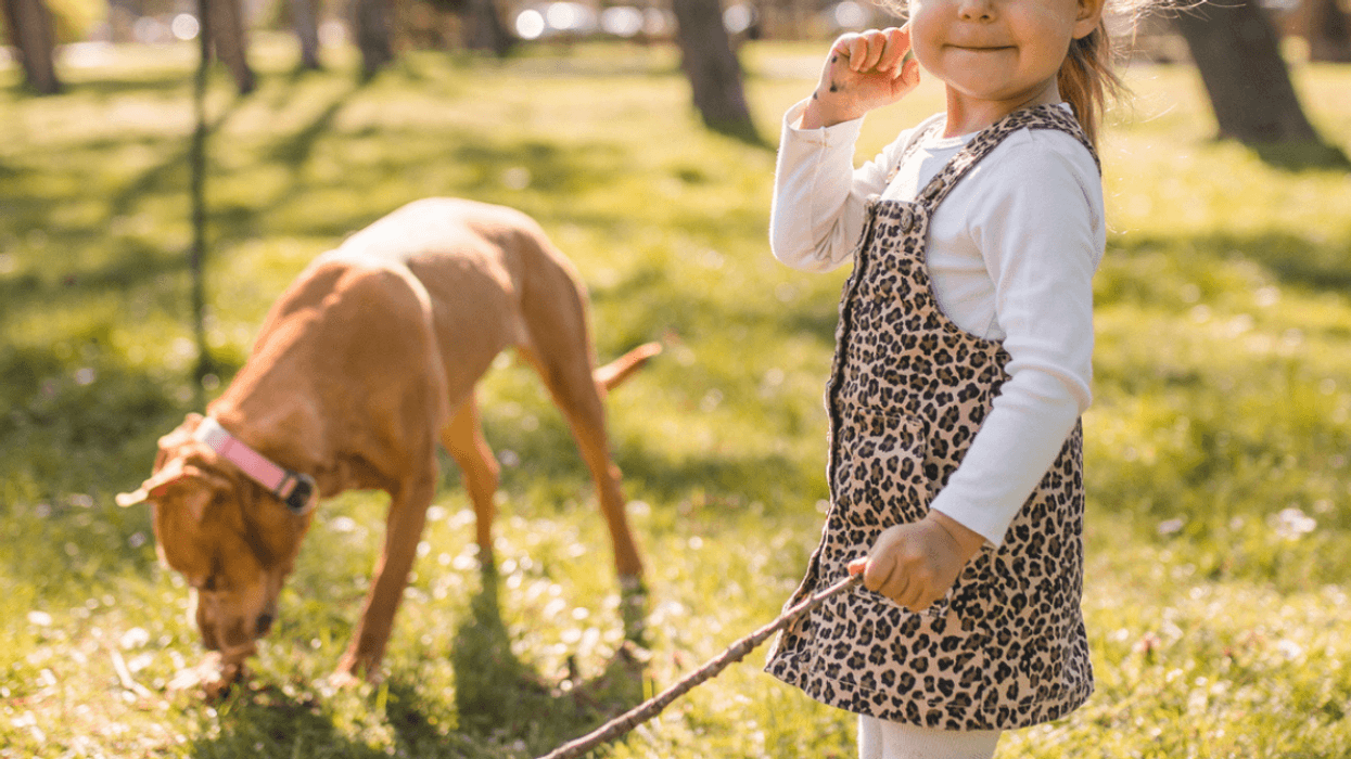 Young girl and dog
