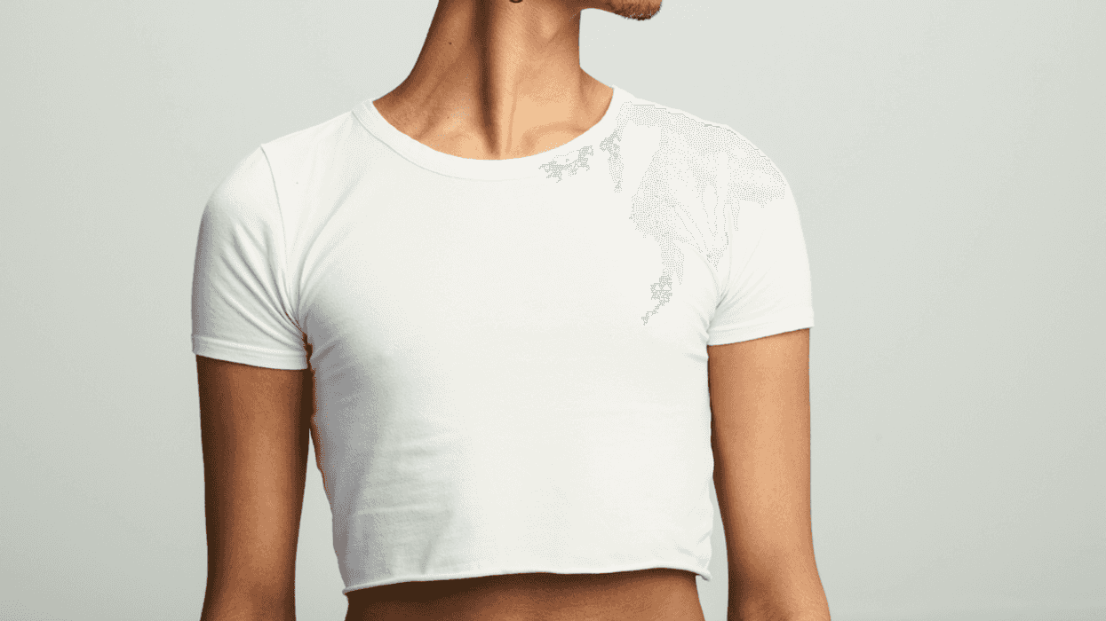 Young man in crop top