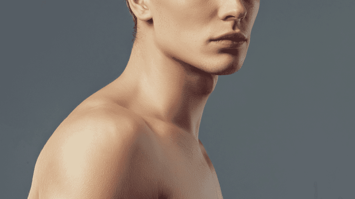 Young man posing shirtless