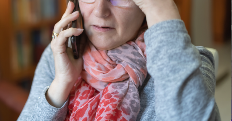 older woman speaking on cellphone
