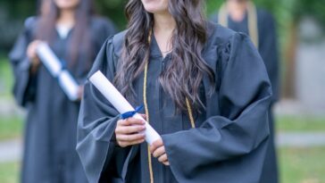 Teenage female graduate holding a diploma