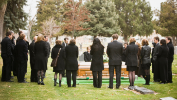 Family attending funeral