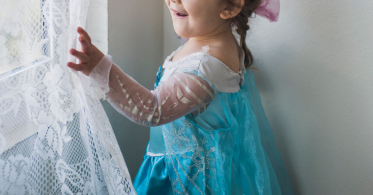 Toddler dressed as a princess