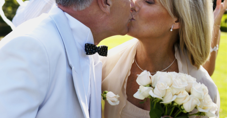 Elderly couple on their wedding day