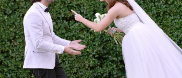 Bride and groom fighting