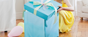 Woman opening gift