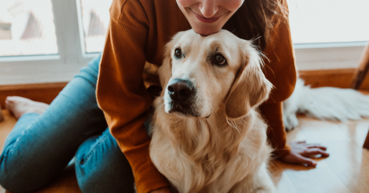 Woman with her Golden Retriever