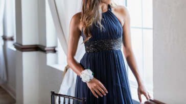 Girl wearing prom dress