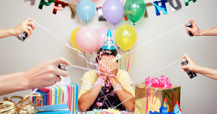 Man at surprise birthday party