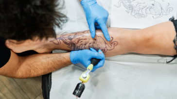 Person getting a tattoo