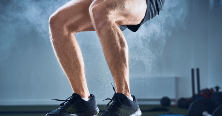 Man’s legs working out