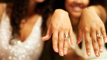 Two women with wedding rings