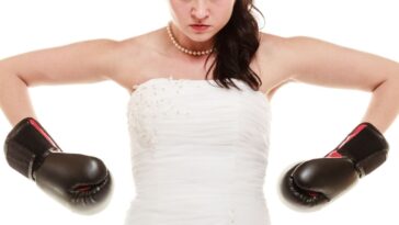 Angry Bride in boxing gloves.
