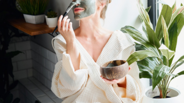 woman in mud mask at spa