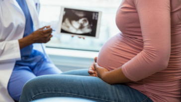 Mom-to-be at baby sonogram appointment