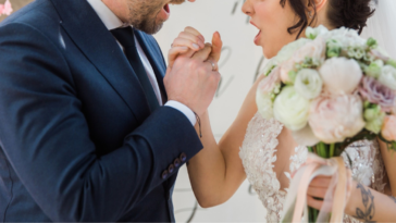 bride and groom arguing