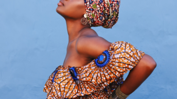 African woman in bright traditional clothing