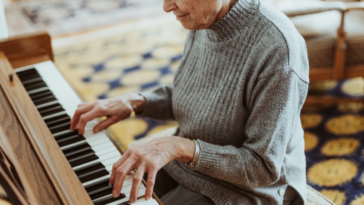 Grandmother playing piano
