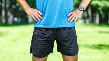 man in running shorts
