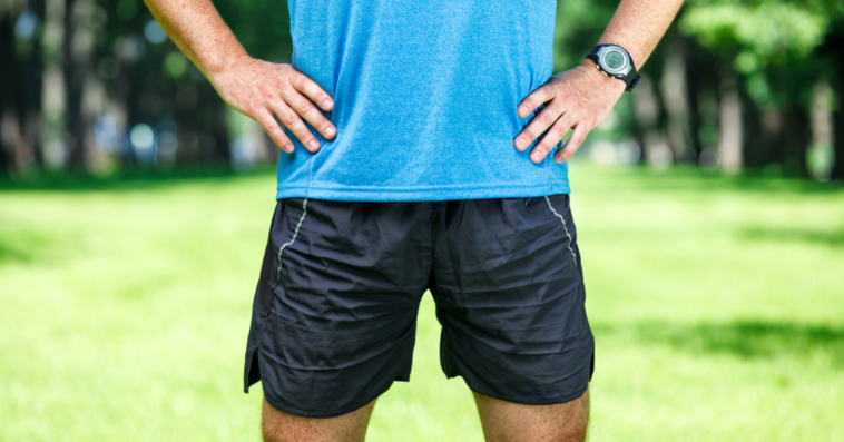man in running shorts