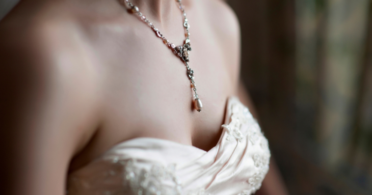 Bride wearing marital necklace