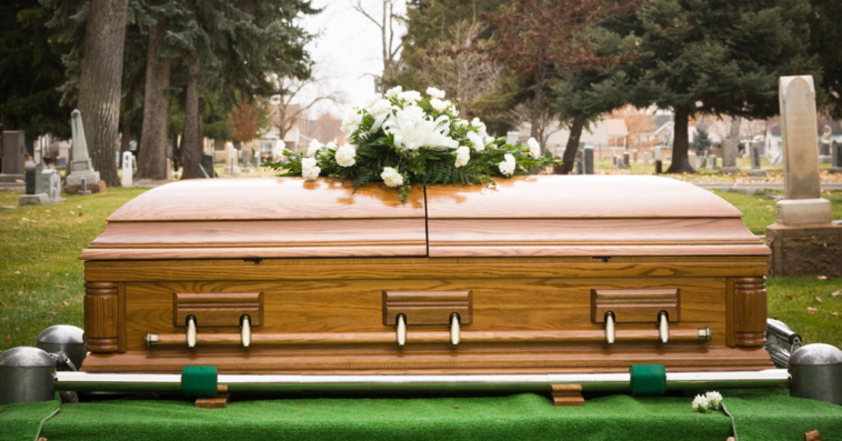 casket at a funeral