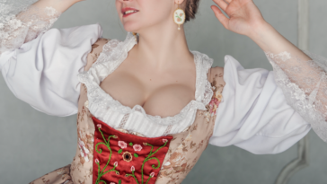 A woman dressed for a Renaissance faire.