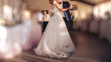 bride and groom dancing
