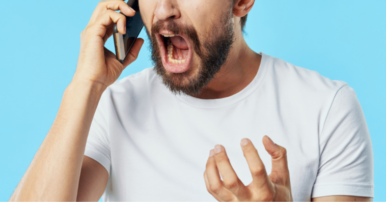 Guy yelling at news over the phone