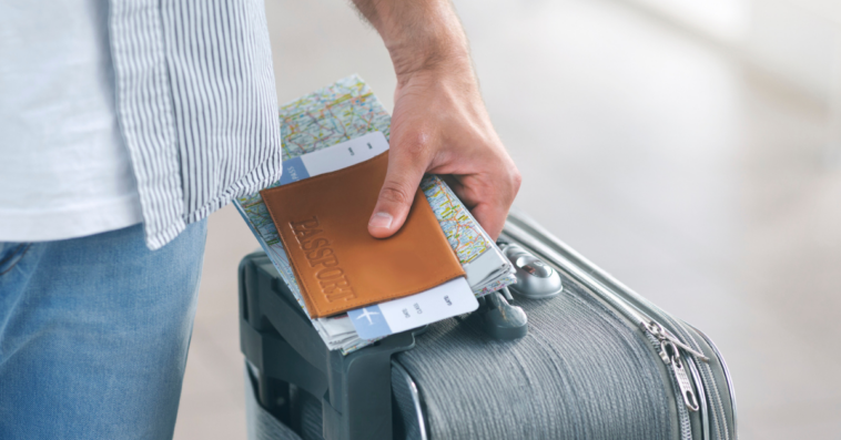 man going on international trip