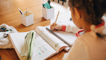 Young girl with school supplies