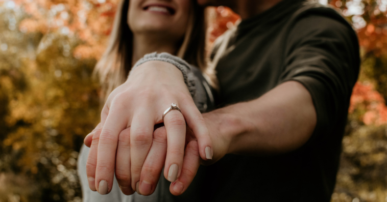 Couple announcing their engagement