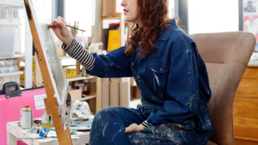 A woman painting