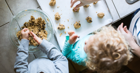 children help make cookies