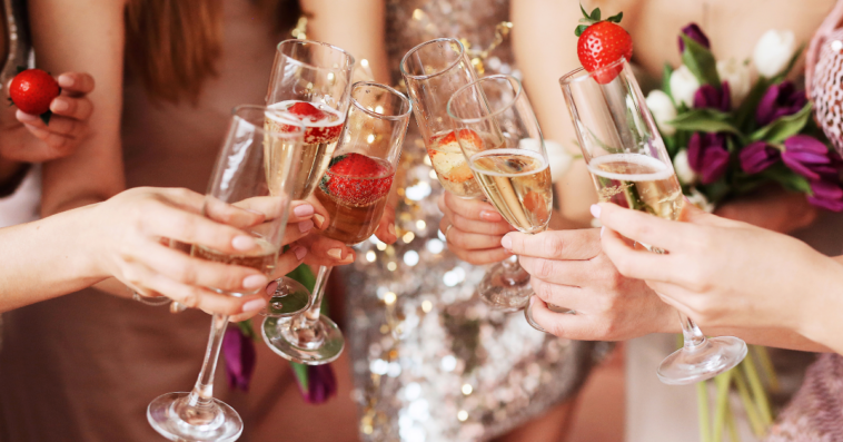 Women toasting with champagne