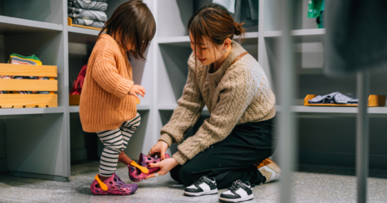 Mom at daycare with child