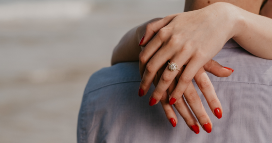 Woman with engagement ring