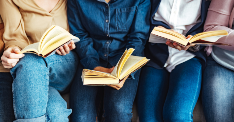 Women participating in a book club discussion