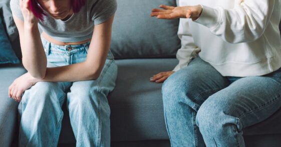 Mother scolding teen daughter