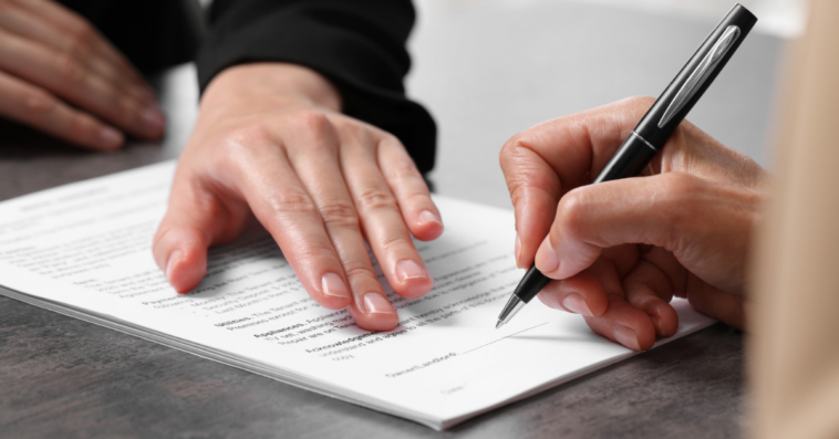 person signing legal document