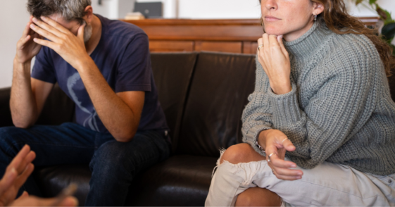 Unhappy couple in therapy