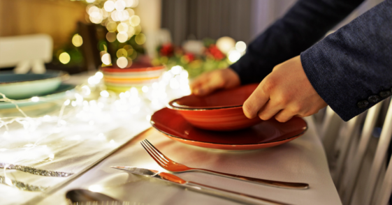 person setting the table