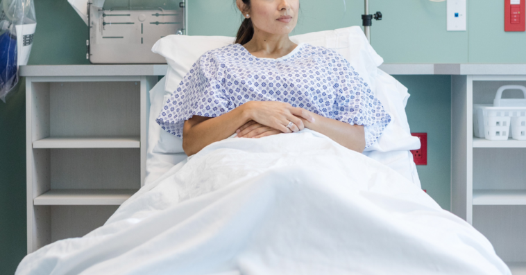 woman in hospital bed