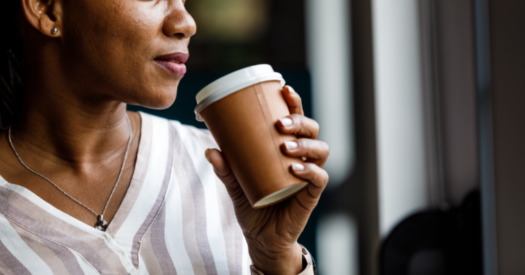 Woman drinking coffee