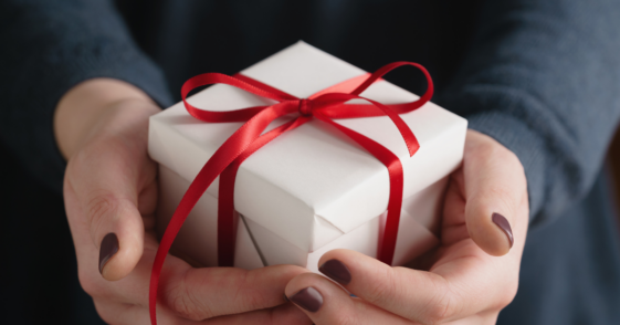 Woman holding gift