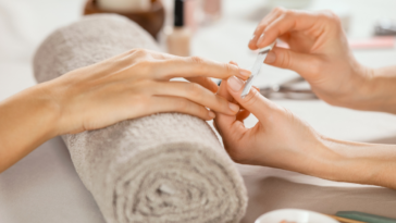 Woman getting a manicure